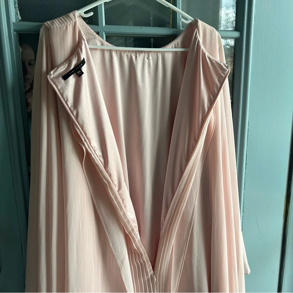 Alex Marie Jordan Sleeveless Cape Pleated Drape Sleeve Dress Pink Lined 1X 18W